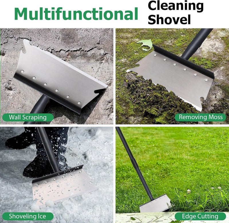 Pragmatist Garden Shovel, Ice Scraper, Multifunctional Cleaning Shovel with 59" Adjustable Handle Heavy Duty Garden Tool for Lawn Edging, Scraping, Weed and Ice Removal - Image 3